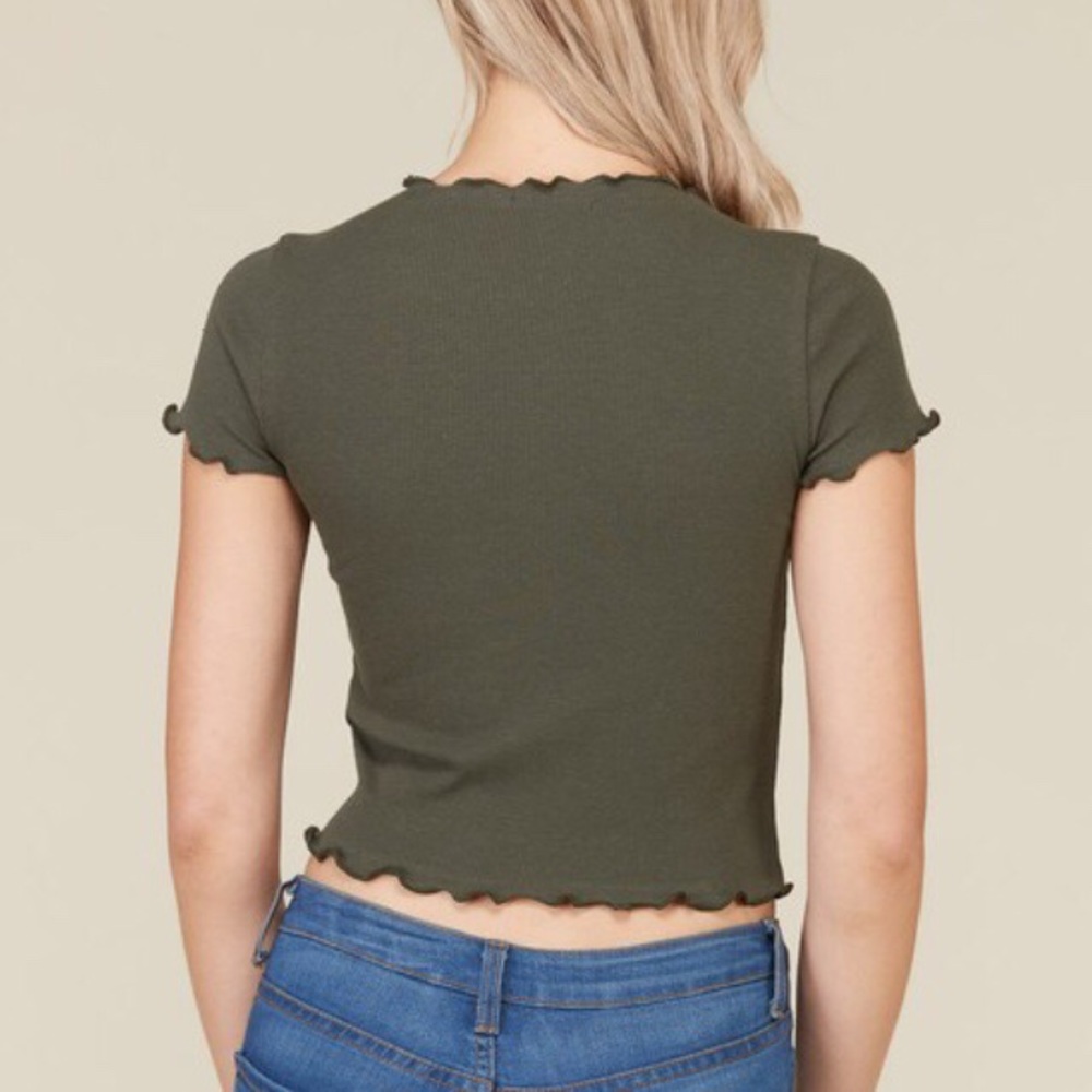 Olive Green Merrow Crop Top - Picture 3 of 3